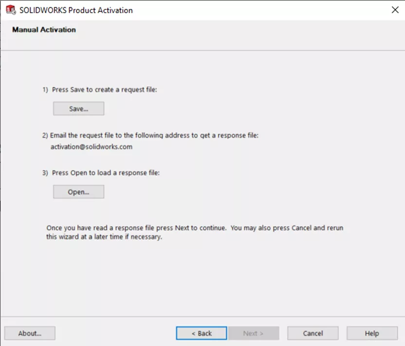 SOLIDWORKS Manual Activation Steps for a Standalone License 