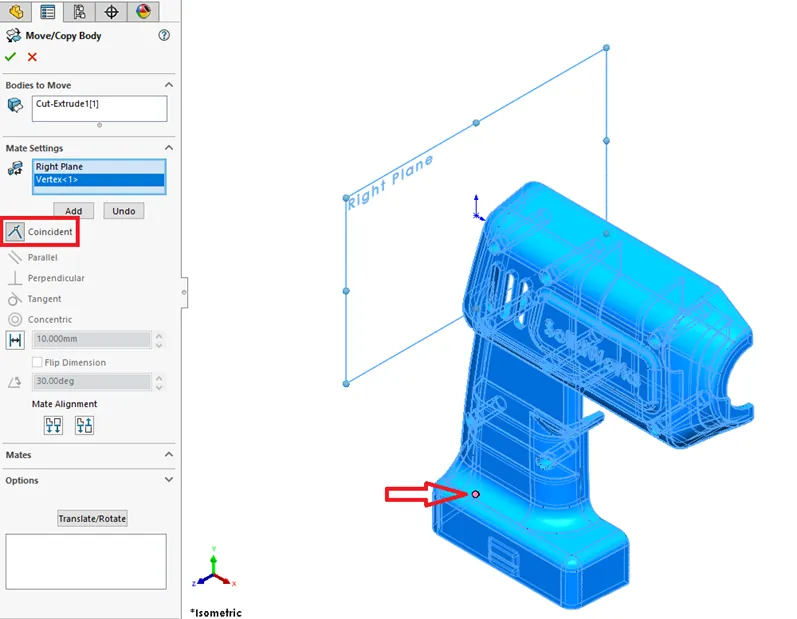 SOLIDWORKS Mate Settings Coincident