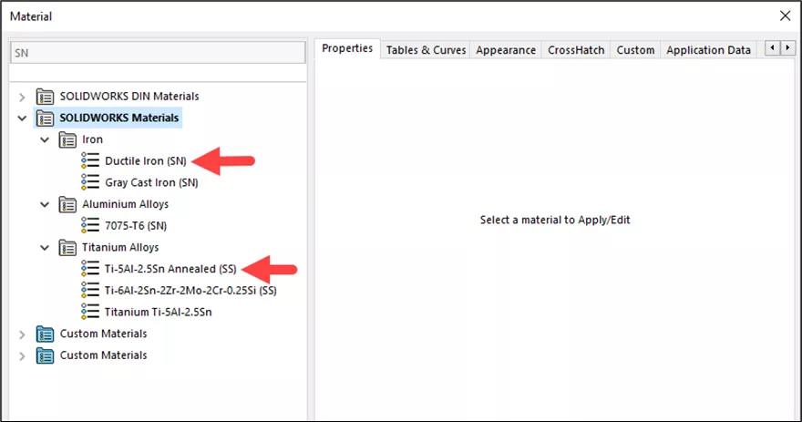 SOLIDWORKS Material Library