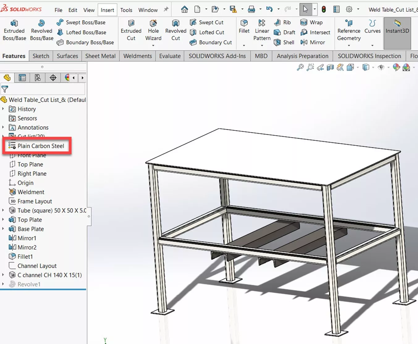 SOLIDWORKS Materials in Multibody Parts