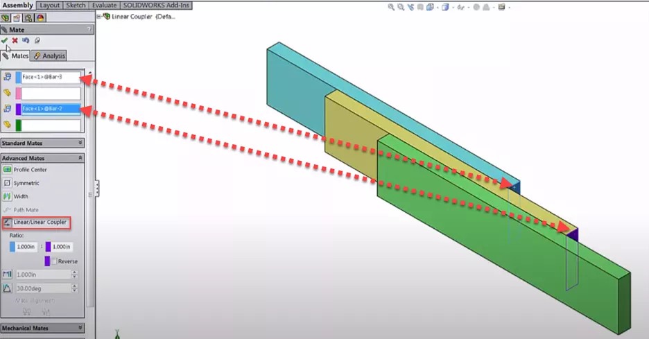 SOLIDWORKS Mates Linear/Linear Coupler