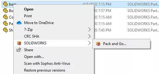 SOLIDWORKS Menu Only Contains Pack and Go