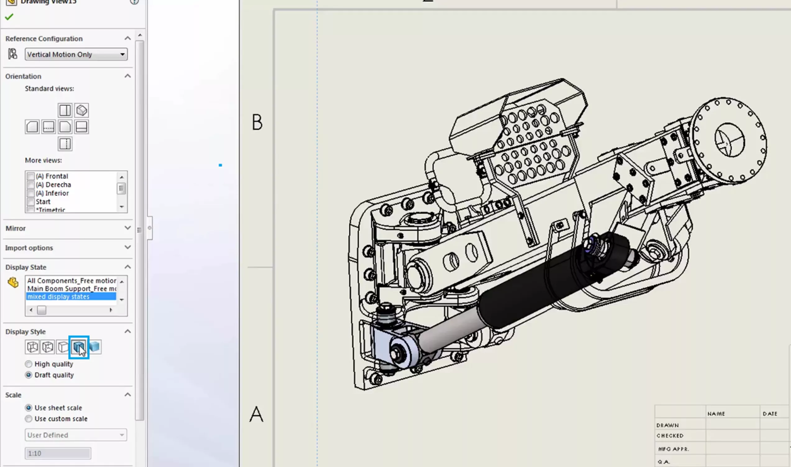 SOLIDWORKS Mixed Display States in Drawing View