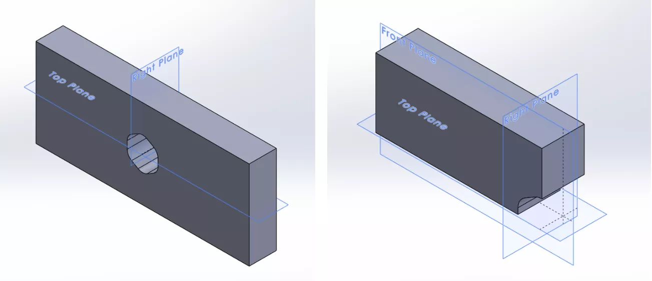 Result of Cut with Surface Used on a SOLIDWORKS Model