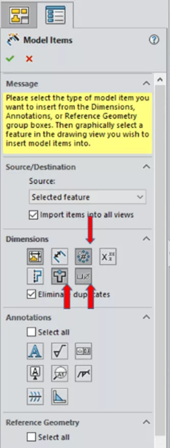 SOLIDWORKS Model Items PropertyManager