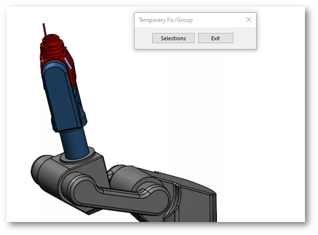 SOLIDWORKS Model Using the Temporary Fixed/Group Command 