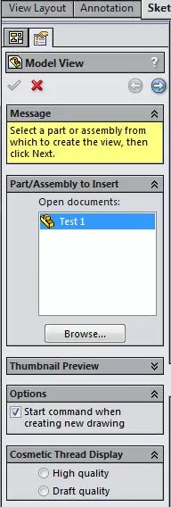 SOLIDWORKS Model View Dialog Box