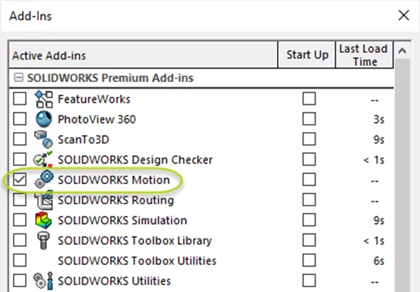 SOLIDWORKS Motion Add-In