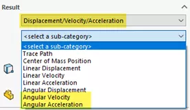 SOLIDWORKS Motion Angular Velocity and Acceleration Results