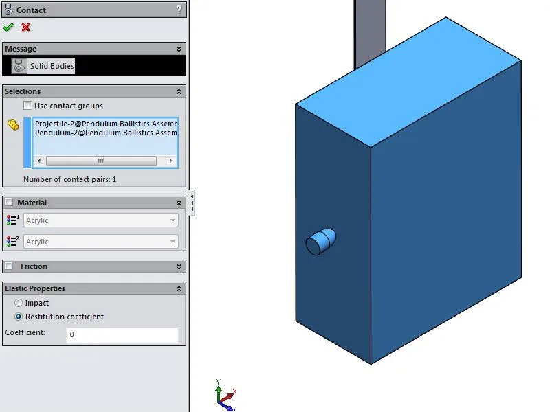 SOLIDWORKS Motion Contact Conditions What-If Scenario