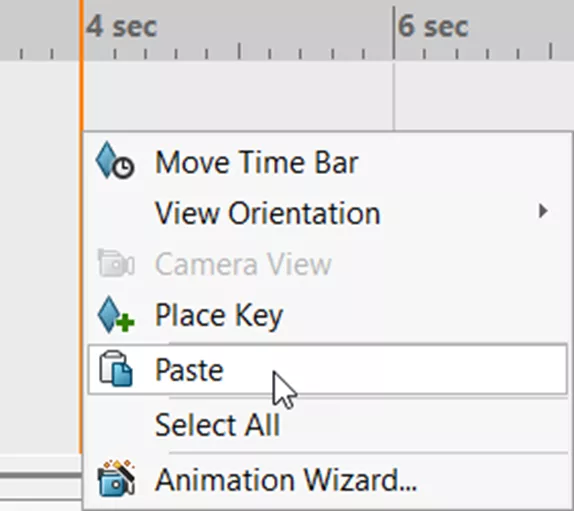 SOLIDWORKS Motion Animation Paste option