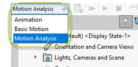 SOLIDWORKS Motion Study Type Dropdown List