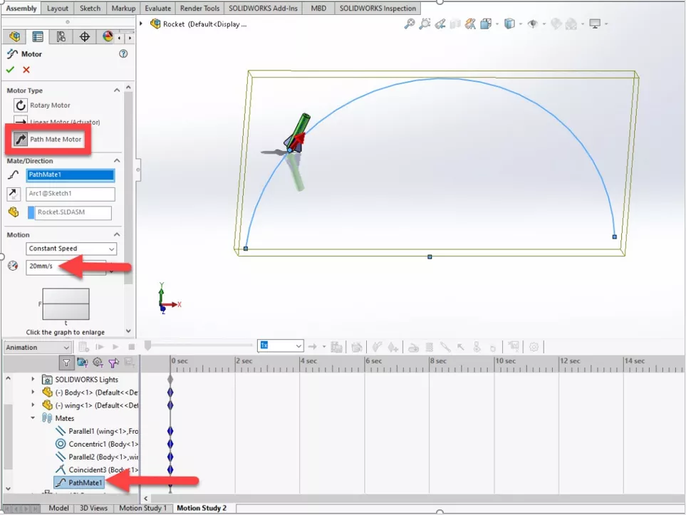 SOLIDWORKS Motor Motion Analysis