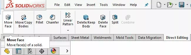 SOLIDWORKS Move Face Feature