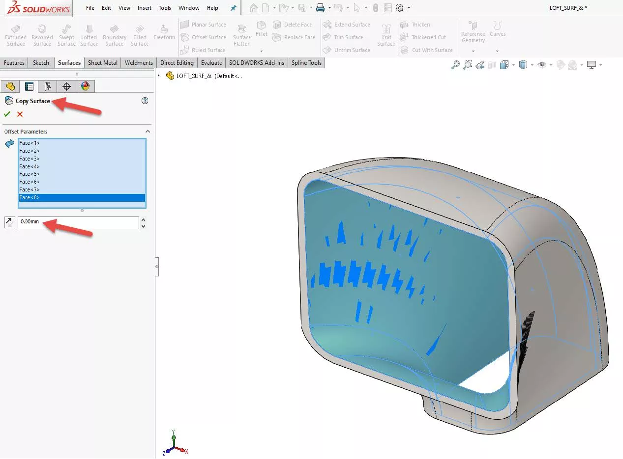 SOLIDWORKS Offset Surface Feature