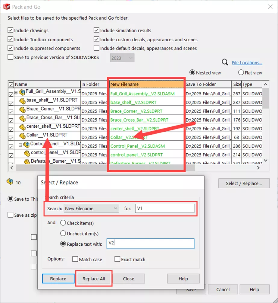  Select and Replace Files with SOLIDWORKS Pack and Go