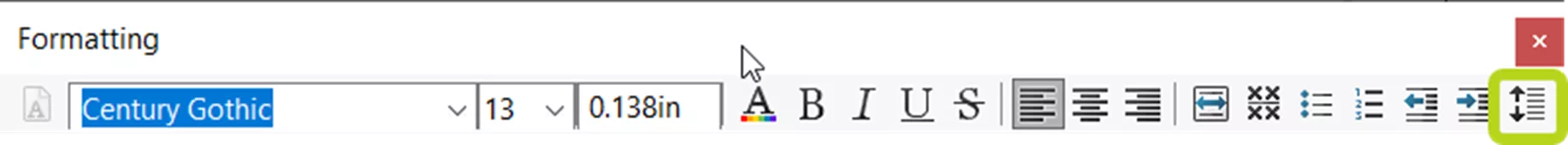 SOLIDWORKS Paragraph Properties Button in Formatting Toolbar