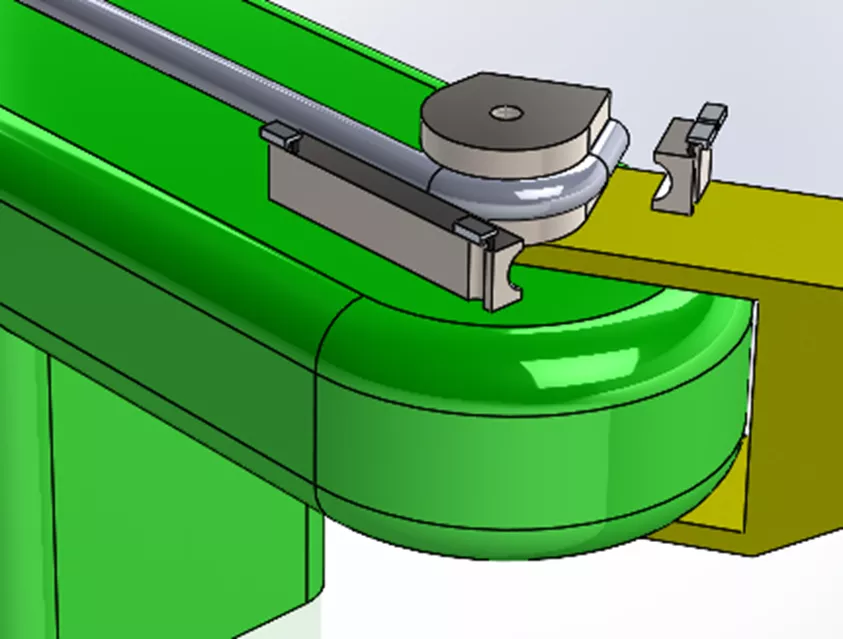 6 seconds, part bent, dies open on an Animated SOLIDWORKS Part