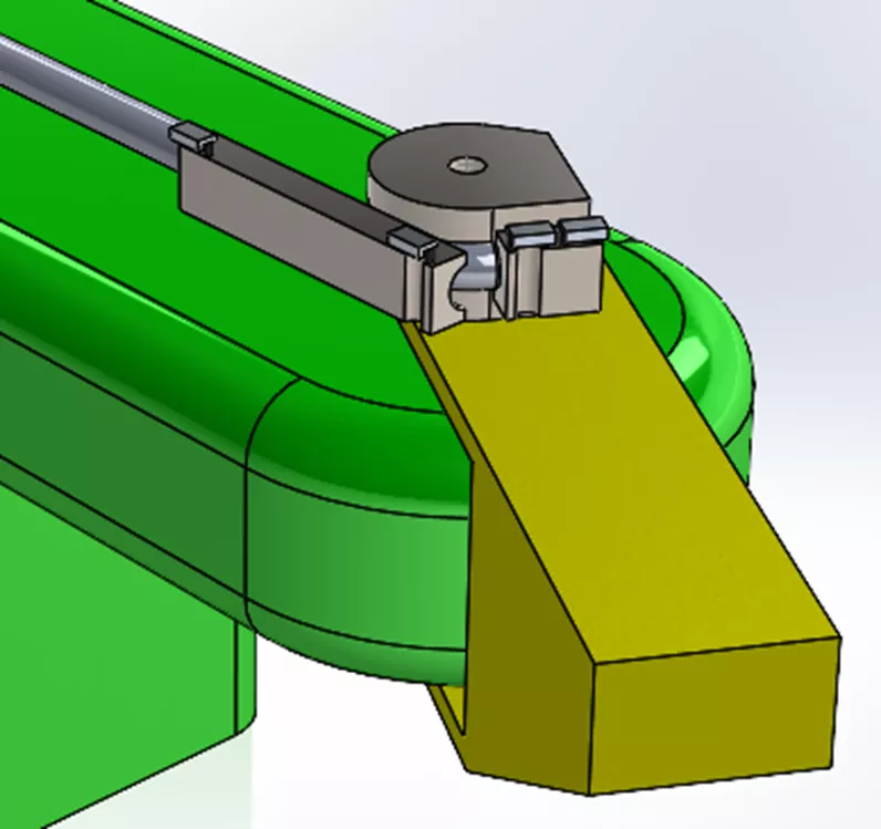 3 seconds, dies closed, part in process of being bent on a SOLIDWORKS Animated Part