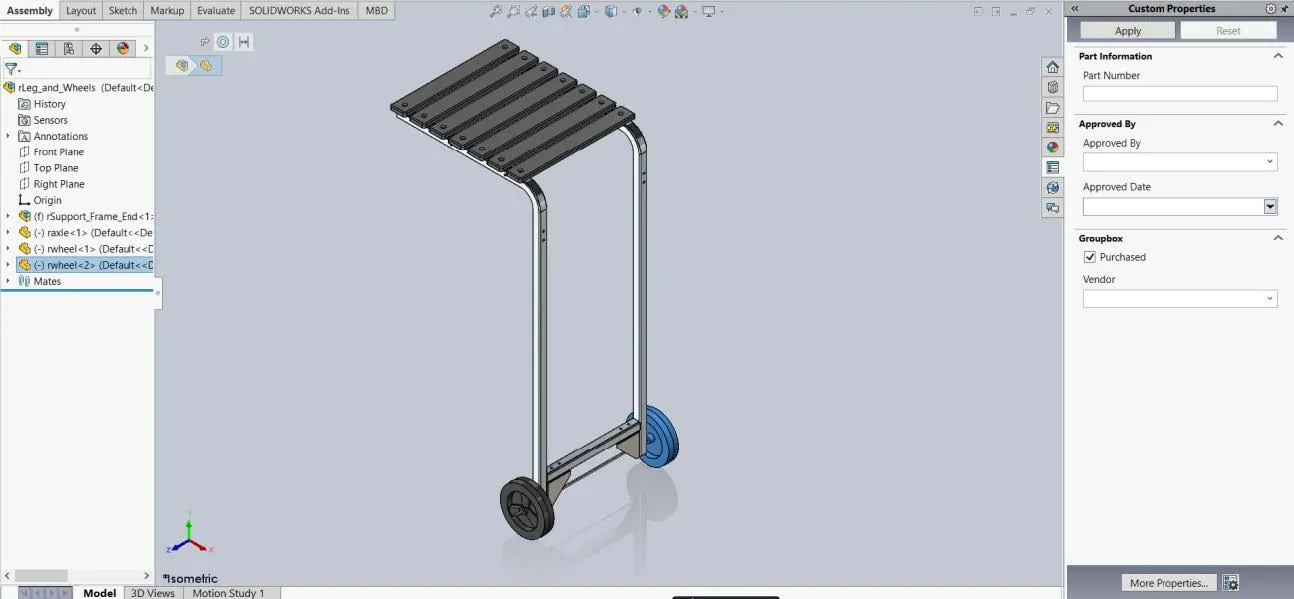 SOLIDWORKS Part Using Custom Property Tab Builder