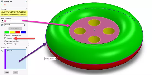 SOLIDWORKS Parting Line Example 