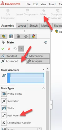 SOLIDWORKS Path Mate Location