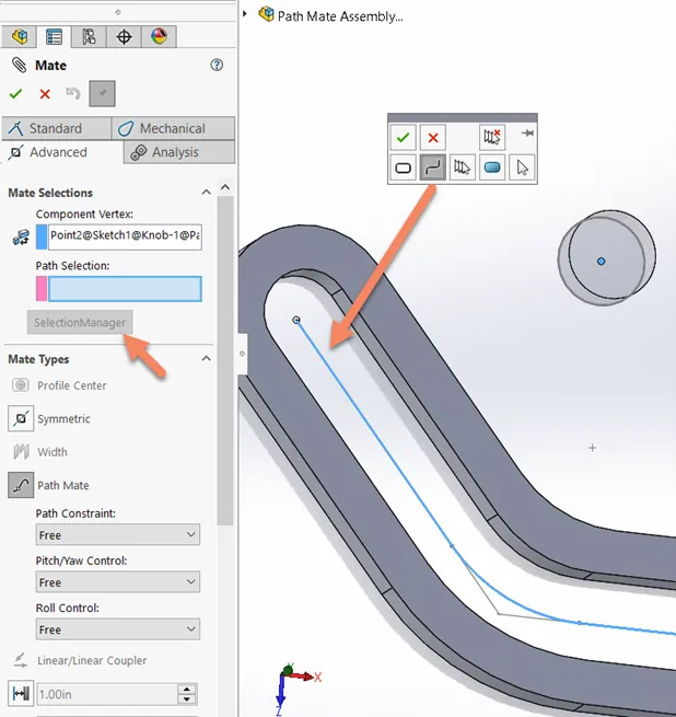 SOLIDWORKS Path Selection