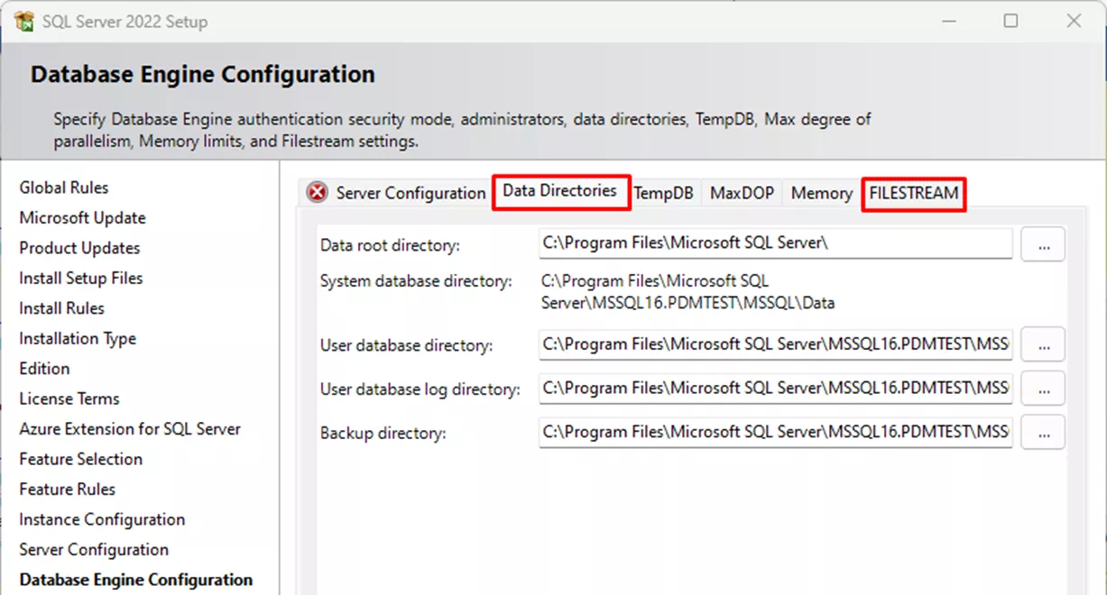 SOLIDWORKS SQL Server Setup Database Engine Configuration