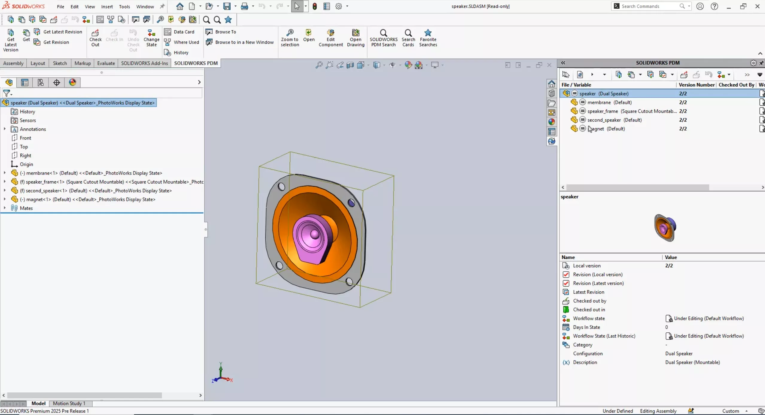 SOLIDWORKS PDM 2025 Assembly Order