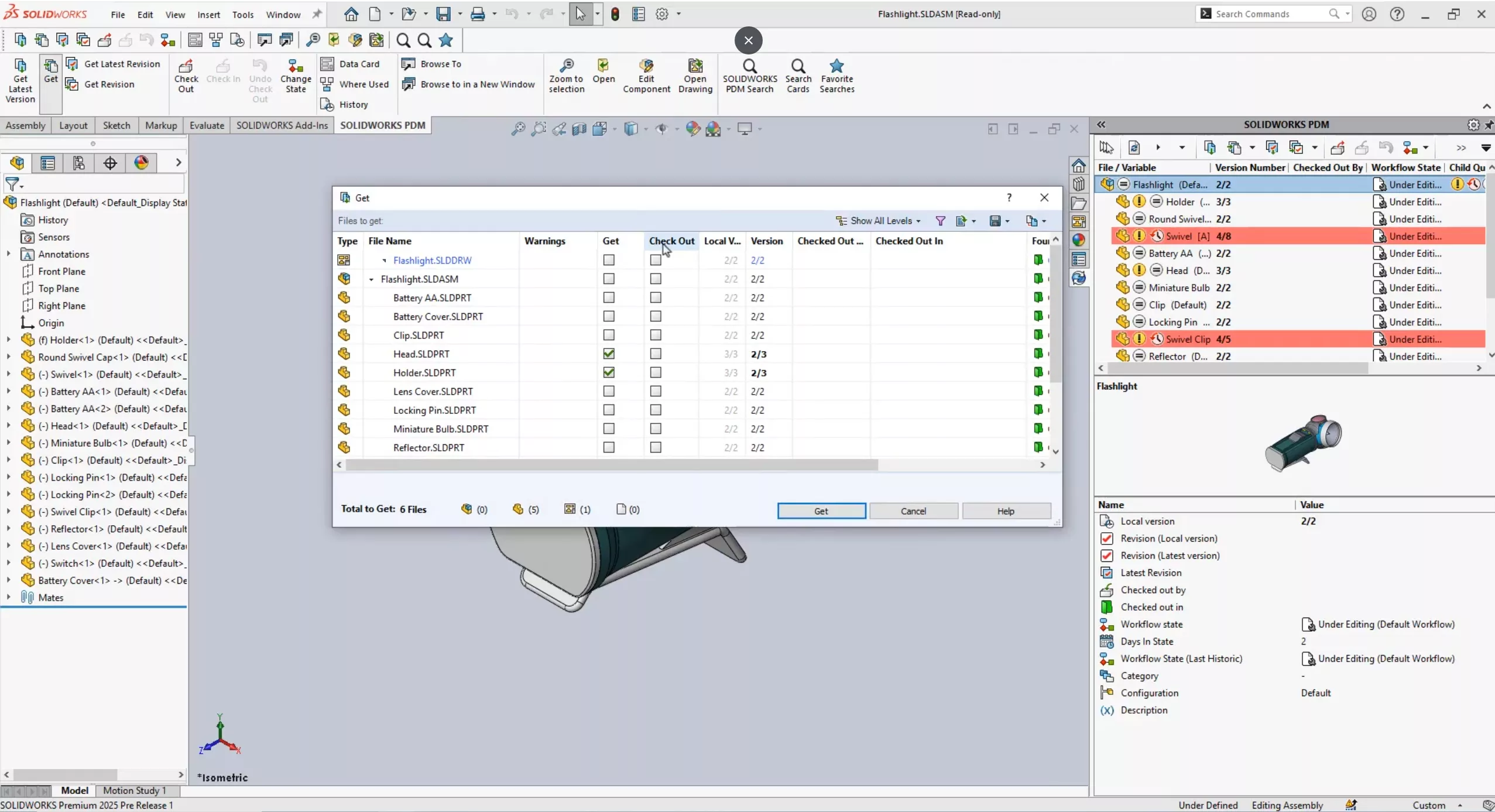 Check Out Column in SOLIDWORKS PDM 2025