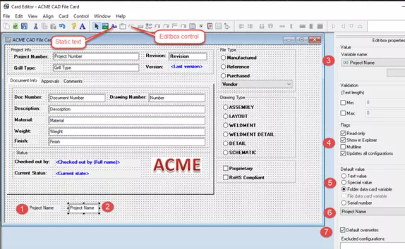 ACME Data Card File in SOLIDWORKS PDM 