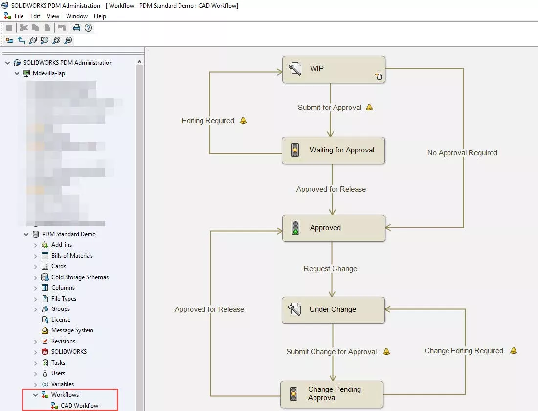 SOLIDWORKS PDM Add Workflow Appropriate Actions