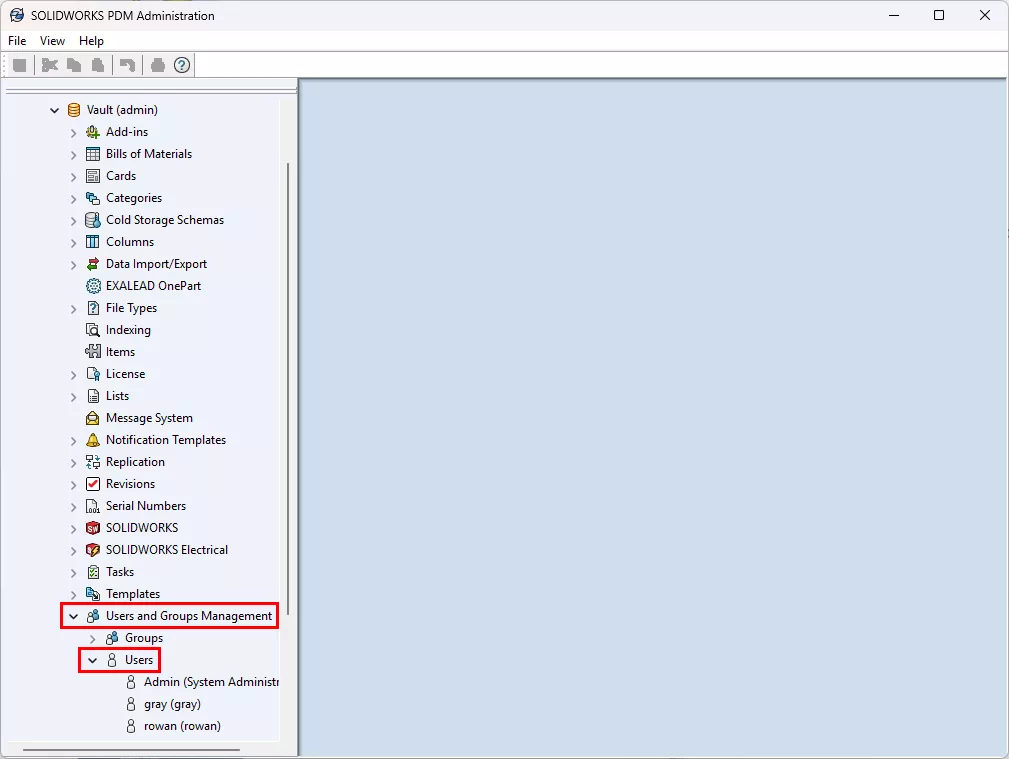 SOLIDWORKS PDM Administration User and Groups Management 