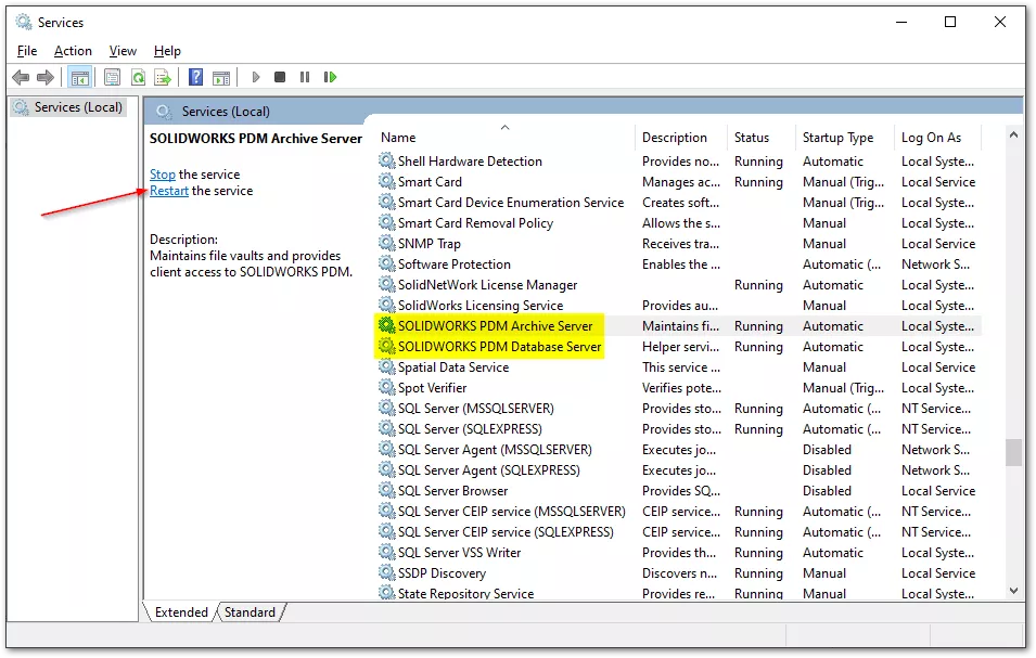 SOLIDWORKS PDM Archive and Database Server