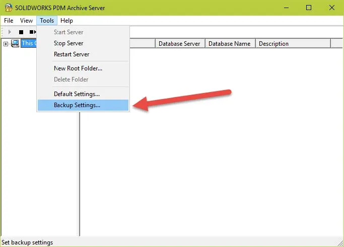 SOLIDWORKS PDM Archive Server Backup Settings