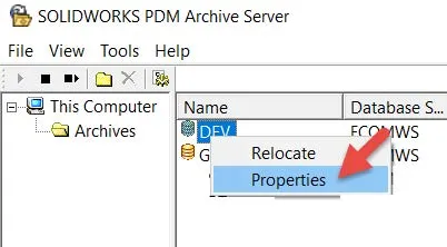 solidworks pdm archive server smart card properties