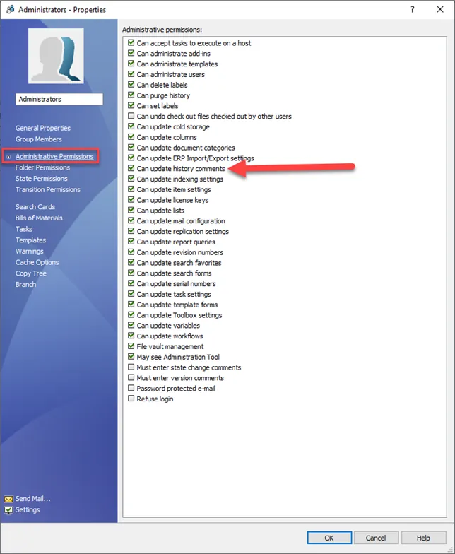 SOLIDWORKS PDM Can Update History Comments Option