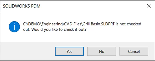 SOLIDWORKS PDM Checkout Files When Popup