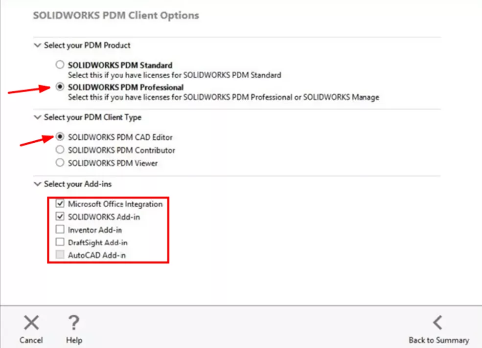 SOLIDWORKS PDM Select Integration Options 