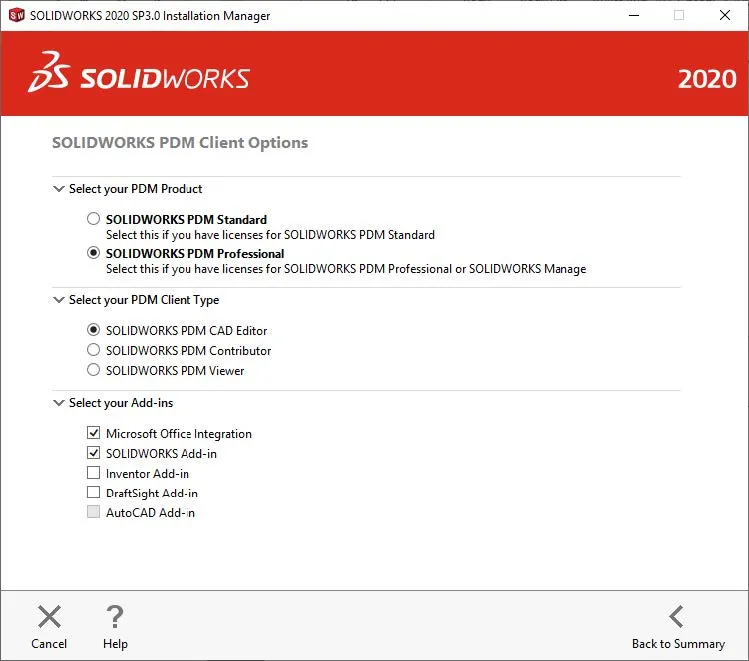SOLIDWORKS PDM Installaation Manager