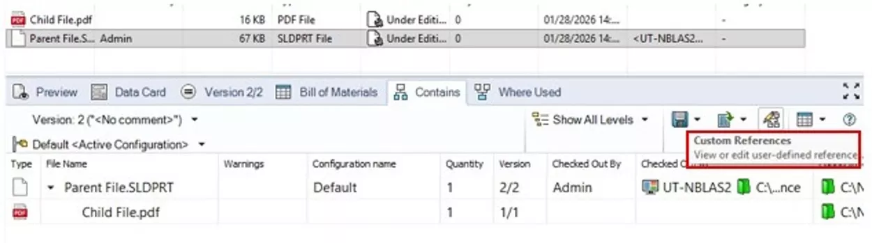 SOLIDWORKS PDM Custom References 