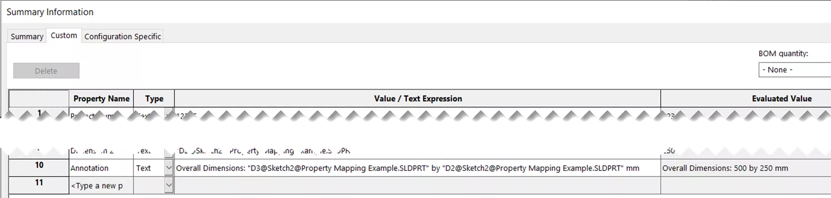 SOLIDWORMS PDM Custom Summary Information