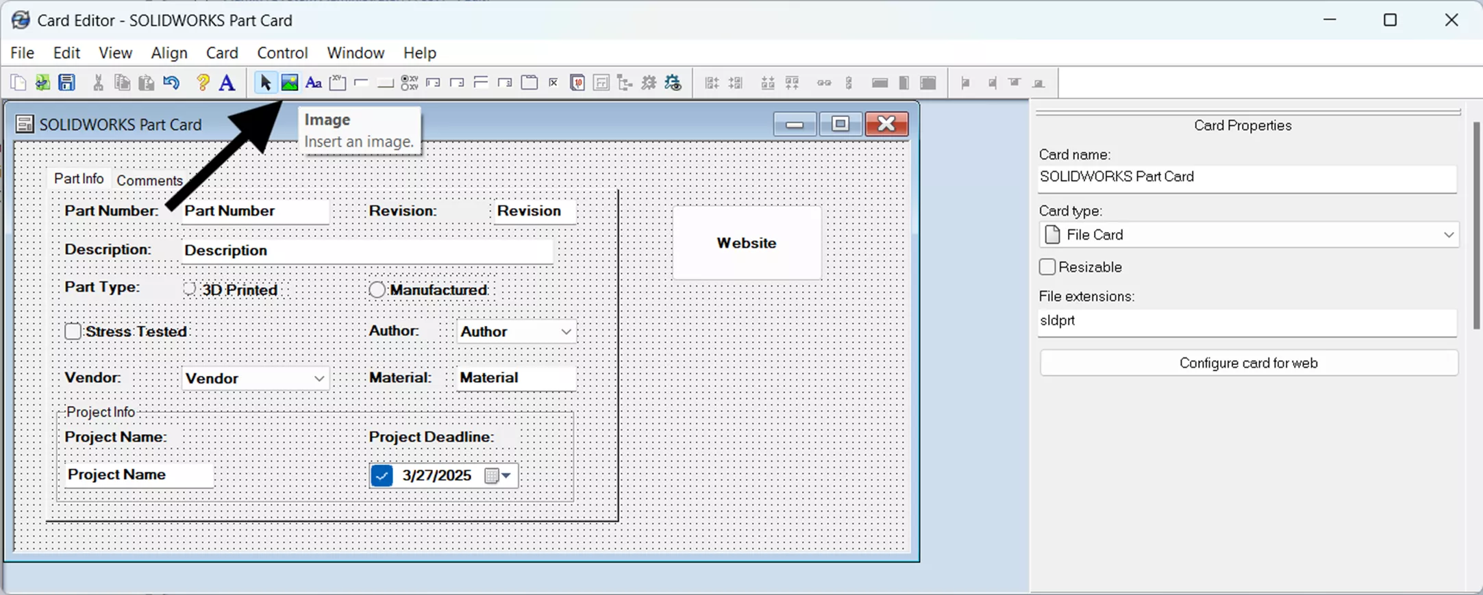 SOLIDWORKS PDM Data Card Image Icon 