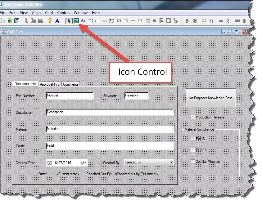 SOLIDWORKS PDM Data Card Icon Control 