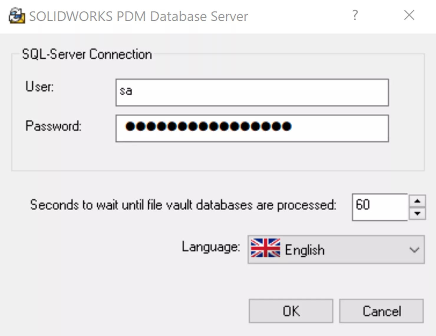 SOLIDWORKS PDM Database Server Configuration Tool