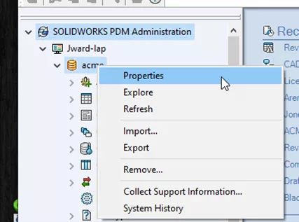 SOLIDWORKS PDM Administration Properties Email Troubleshooting