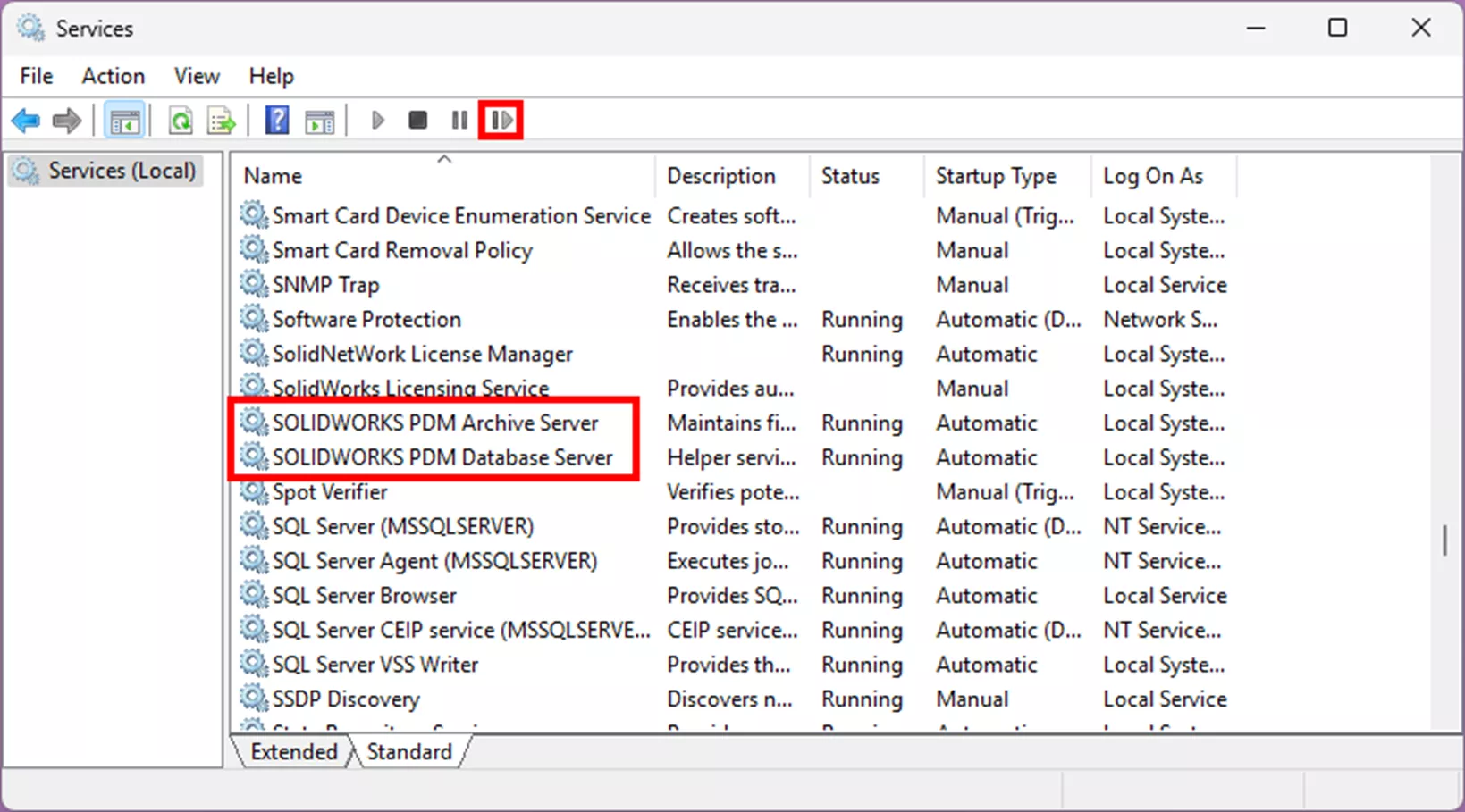 SOLIDWORKS PDM Database Server Services