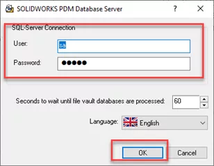 SOLIDWORKS PDM Database Service SQL Login