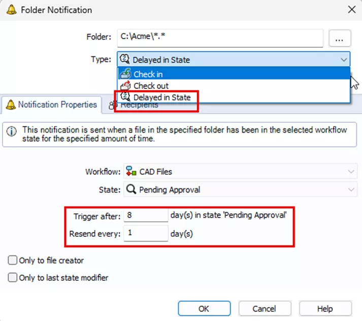 SOLIDWORKS PDM Delayed in State Folder Notification