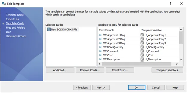 SOLIDWORKS PDM Edit Template